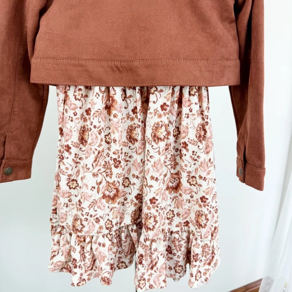 Nicole Miller Tan 2 pieces Jacket and Floral Dress